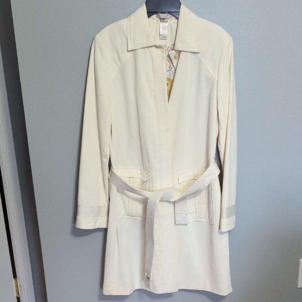 CLEARANCE!!! Women Vintage LIZ Elegant Cream Women's Trench Coat small